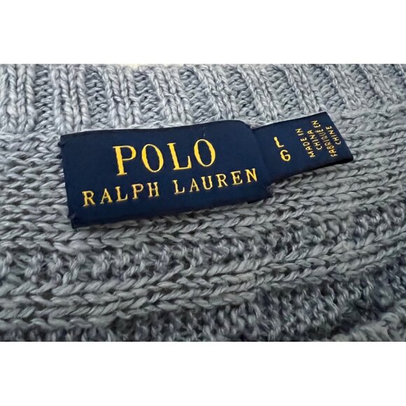 Polo Ralph Lauren Womens Blue Linen Blend Cable Knit Boatneck Sweater Size Large - Picture 2 of 6